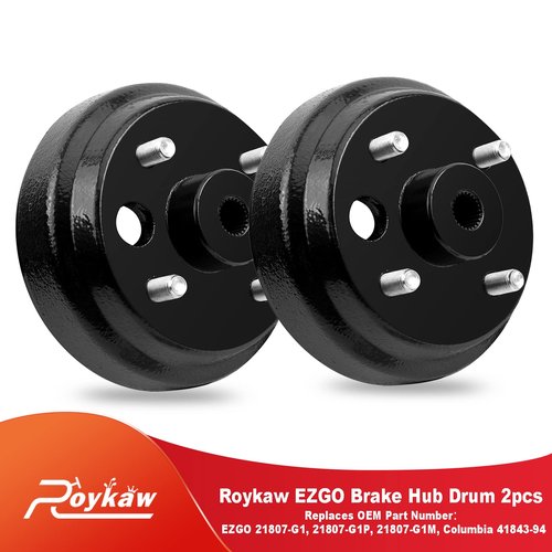 Roykaw Golf Cart Brake Hub Drum w/30 Teeth Die Casting Fine Splined for EZGO 1991-up 4 Cycle Gas Models, Replaces OEM # 21807-G1, 21807G1, 41843-94 - 2 Pcs