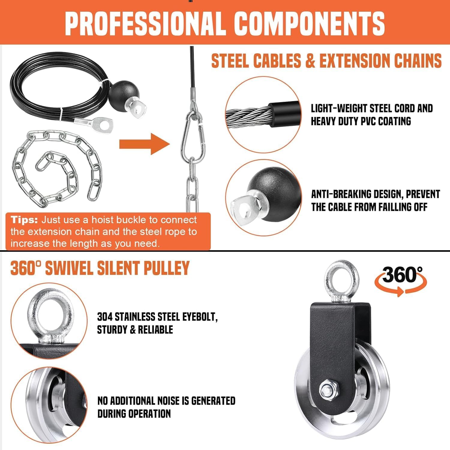 SERTT Weight Cable Pulley System - Upgraded 2-in-1 Loading Pin for Tricep, Bicep, Shoulder & Back Workouts