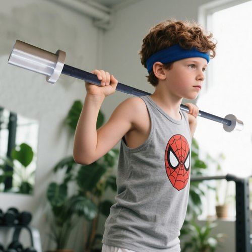 E.T.ENERGIC Kids Barbell 5LB Mini Barbell Bar 4ft for Beginner Women & Kids Weighted Bar, Compatible with 2-Inch Weight Plates, for Strength Training Gym Weight Lifting, Sliver