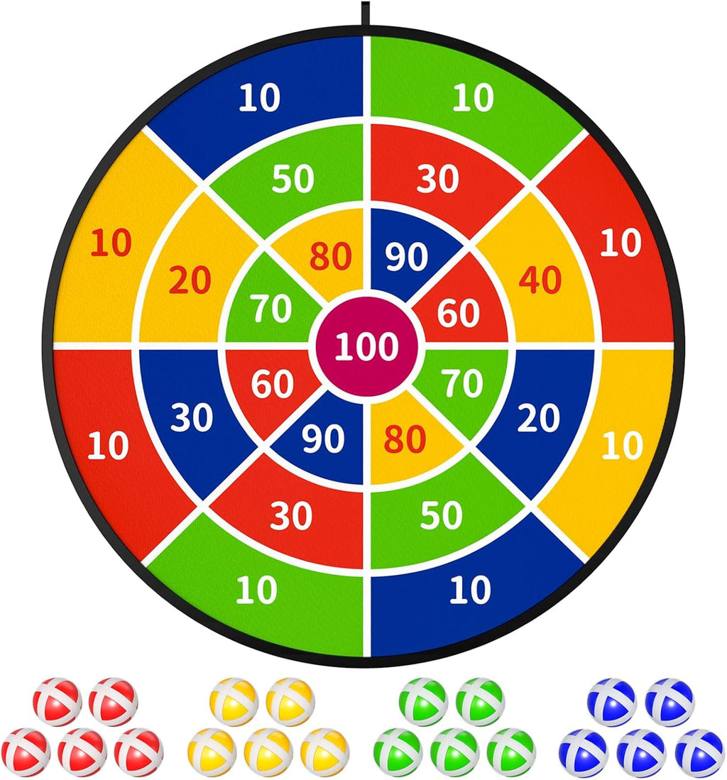 TEMI 29" Large Dart Board - Fun Indoor & Outdoor Game with 20 Balls | Perfect Birthday Gift for Kids Ages 3-12