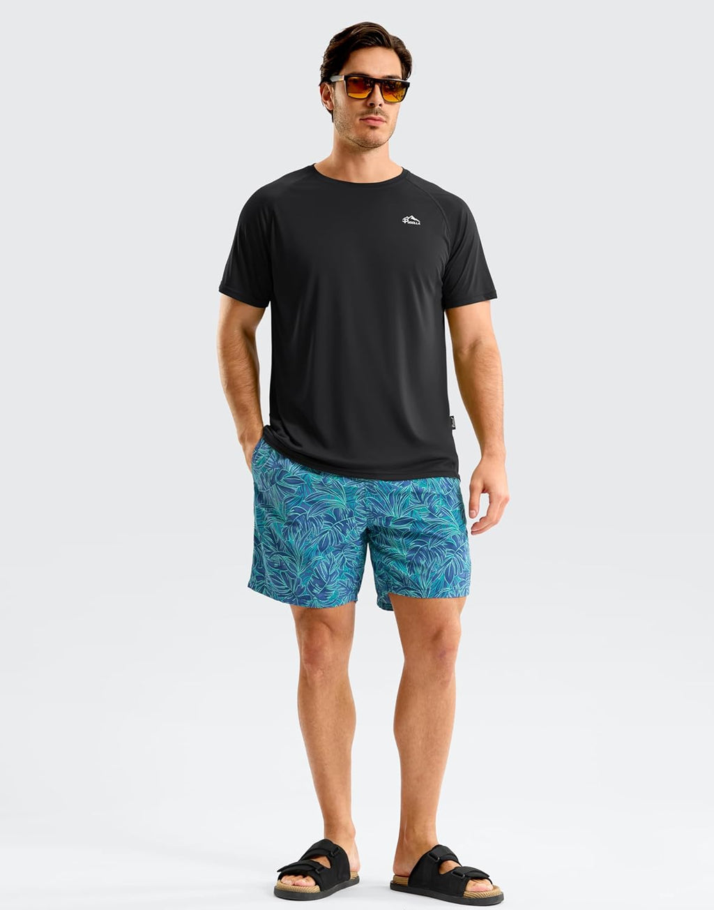 Pudolla Men's Rashguard Swim Shirt - UPF 50+ Sun Protection | Quick-Dry Lightweight Fishing Tee
