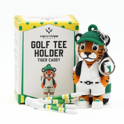 VannyVee Sports Animal Caddy Golf Tee Holder, Silicone Golf Bag Accessory, Holds 4 Tees, Includes 8 Golf Tees, Unisex Adult, (Tiger Caddy)