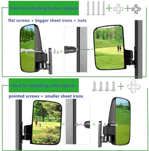 WLOOD Golf Cart Side Mirror and Central Mirror (Golf Cart View Mirrors )