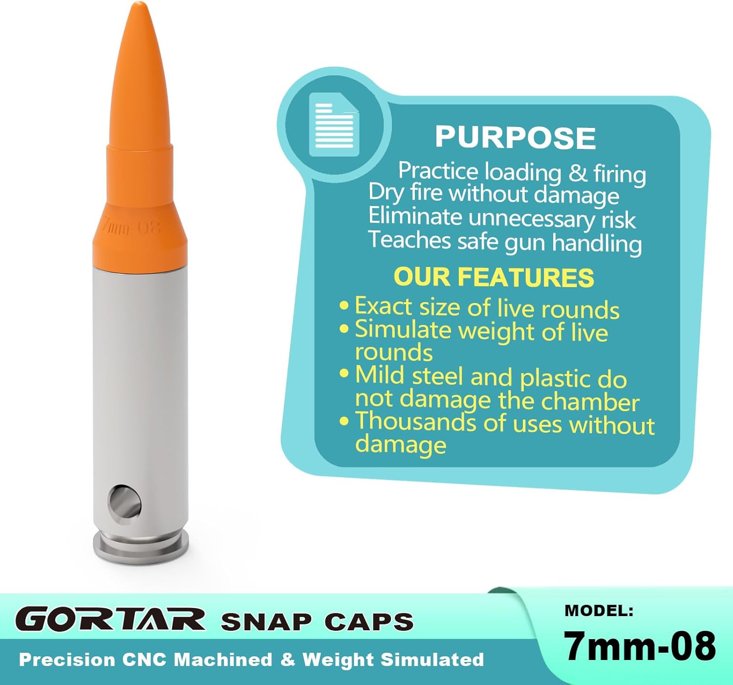 Snap Caps Training Dummy Rounds - Safe Loading Practice with Realistic Weight | Ideal for Firearms Training