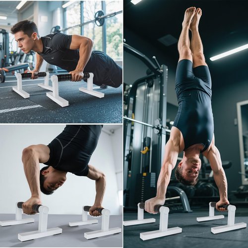 BESTWEI Wooden Parallettes Push Up Bars for Floor, Strength Training Pushup Stands Handles for Home Calisthenics, Fitness, Floor Workouts Solid Wood with White Metal Bracket, Support 500 lbs