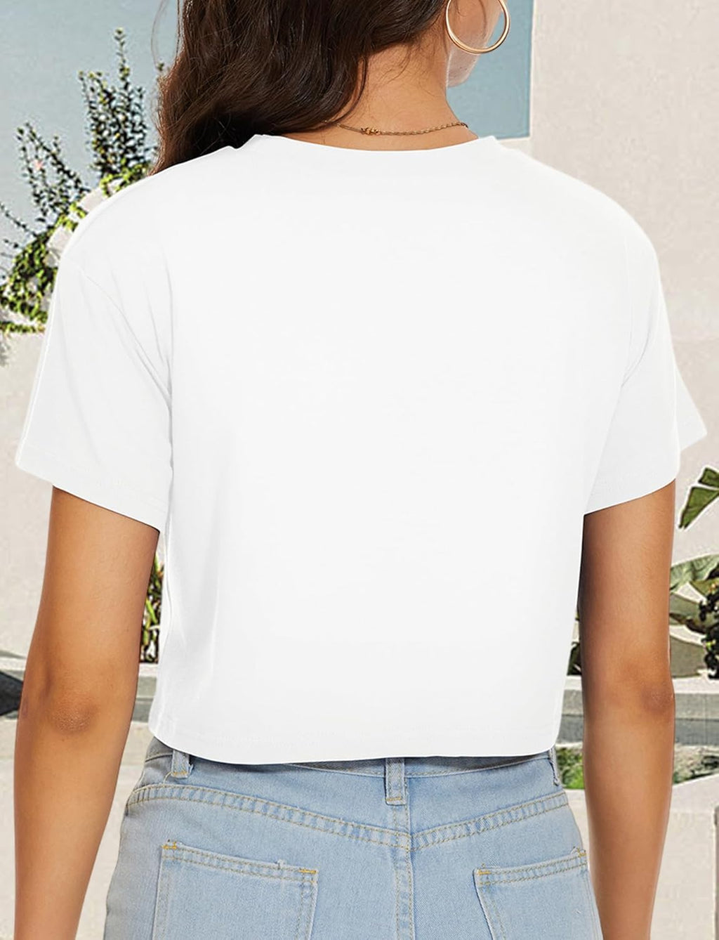 Skiennix Women's Summer Crop Top - Short Sleeve Round Neck Casual Blouse | Loose Fit, Stylish Design