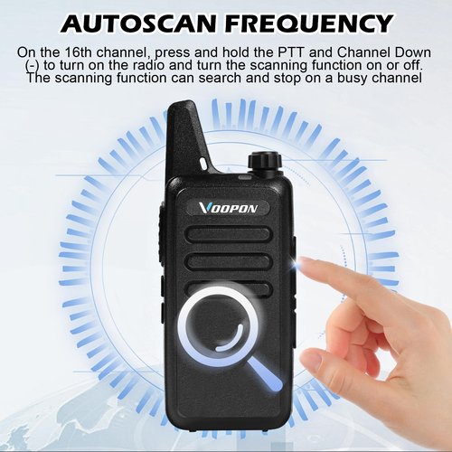 Voopon Rechargeable Walkie Talkies for Adults 22 FRS Channels Two-Way Radios with Earpieces Long Range VOX Mini Transceivers for Business Company USB Charger for Camping Hiking Church Shop (10 Pack)
