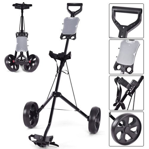 DORTALA Golf Cart, 2 Wheel Foldable Golf Trolley Push Pull Cart with Scoreboard, Multifunctional and Convenient Golf Cart Quickly Opened and Closed