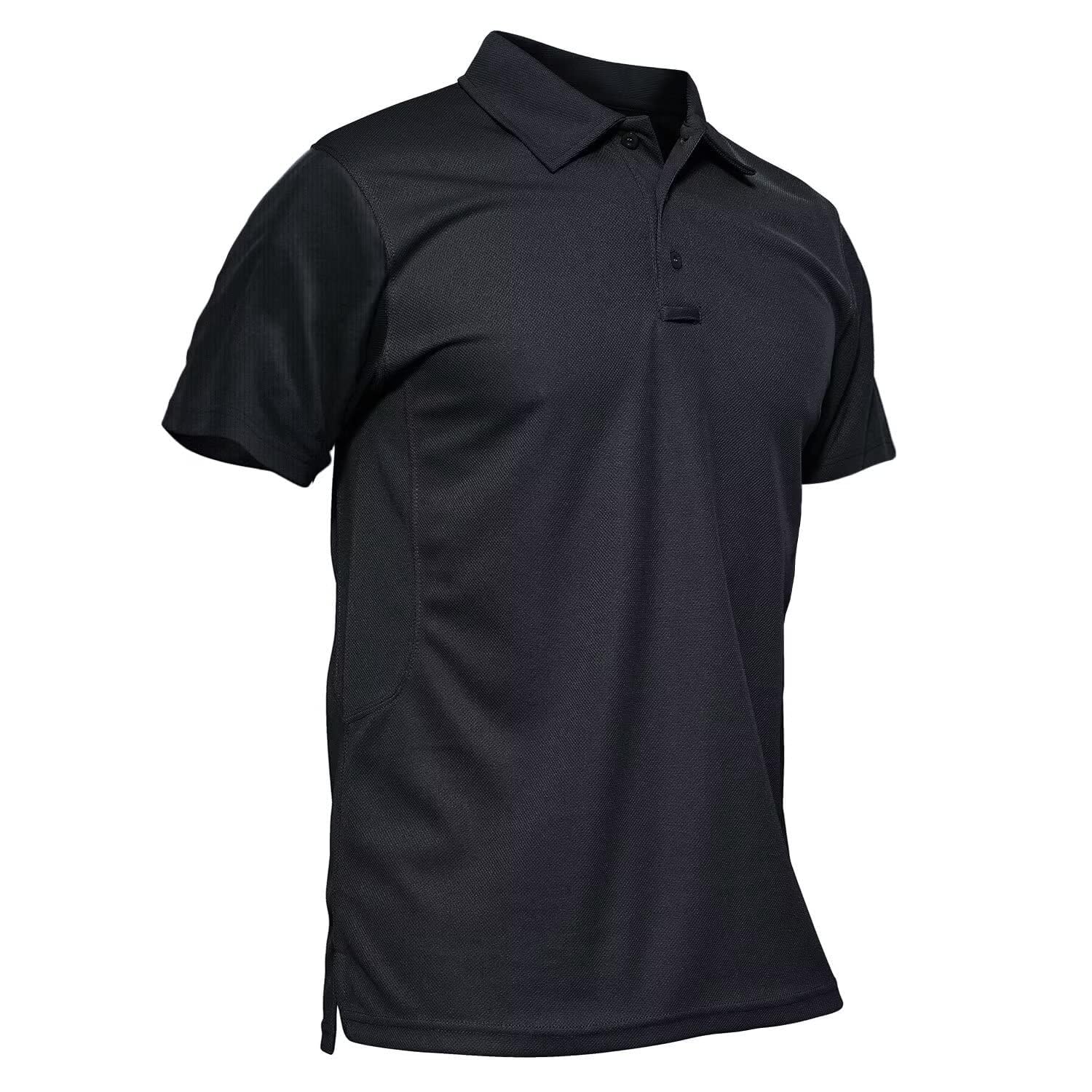 MAGCOMSEN Black Polo Shirts for Men Golf Shirts Pique Polo Shirts Short Sleeve Combat Shirt Tactical Shirt S