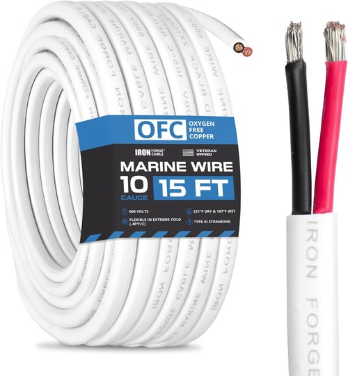 Iron Forge Cable Marine Wire - Tinned Copper for Boat Wiring | AWG Duplex Marine Grade, Outdoor Use
