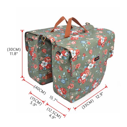 Tourbon Cycling Bike Bicycle Pannier Bags for Rear Rack Waterproof Canvas Double Roll-up Panniers