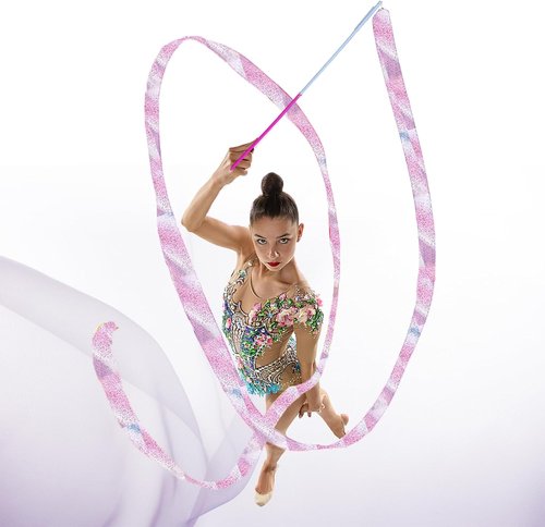Claemtun 2PCS Sparkly Dance Ribbons - 78.74 Inch Rhythmic Gymnastics Wand for Girls & Adults