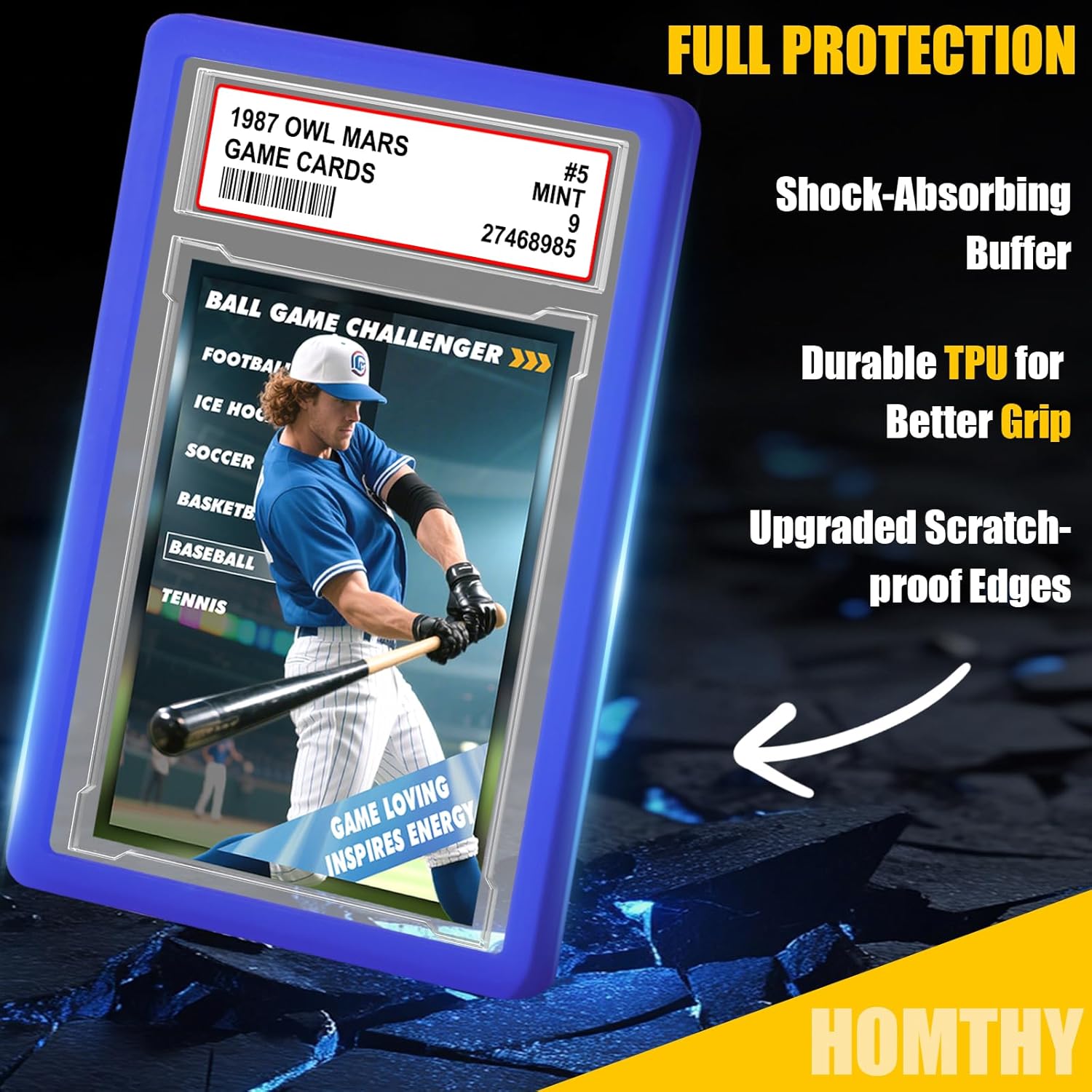 PSA Graded Card Slab Bumper Set - Hard TPU Protectors for Game, Sports & Trading Cards