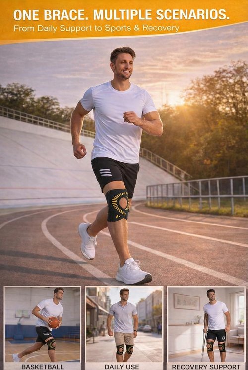 KNEEBRIGHT Light Hinged Knee Brace for Women, Strong Adjustable Compression Knee Brace for Men, Quick Wrap Around Patella Support with Side Stabilizers for Meniscus Tear, Arthritis Size XL(Plus Size)