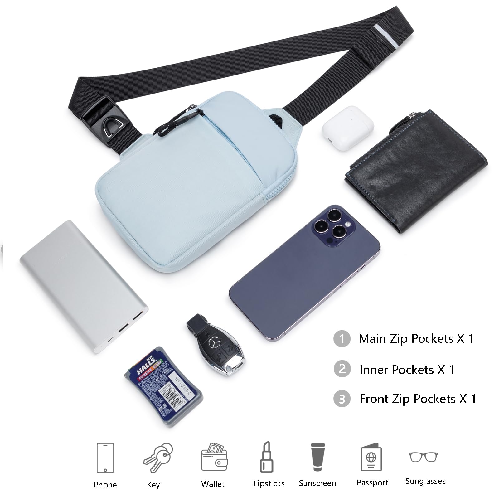 higouta Mini Sling Bag for Men Women, Small Crossbody Casual Utility Chest Phone Bag for Travel Workout