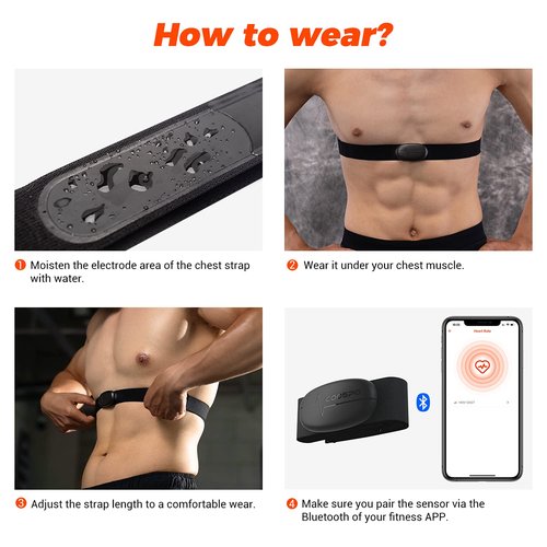 COOSPO Heart Rate Monitor Chest Strap, Bluetooth ANT+ Heart Rate Monitor Chest Sensor with 400H Battery, HRM Works with Strava/Wahoo Fitness/Polar Beat/Peloton/DDP Yoga App