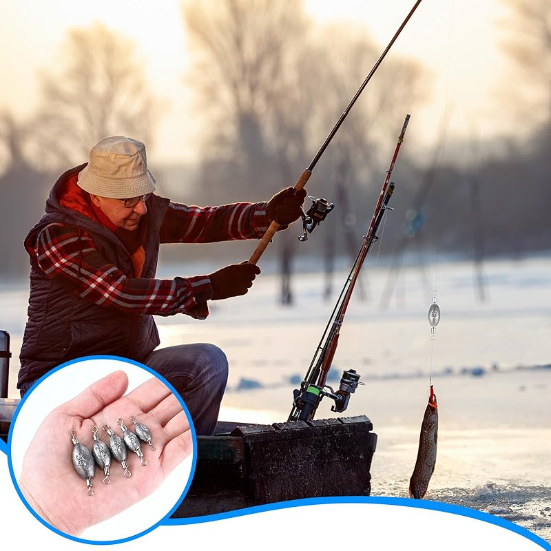 MorningRo 40 Pcs Inline Fishing Sinkers with Swivels – Mixed Sizes 1/4oz–1oz (Variation: 5 Size+40)