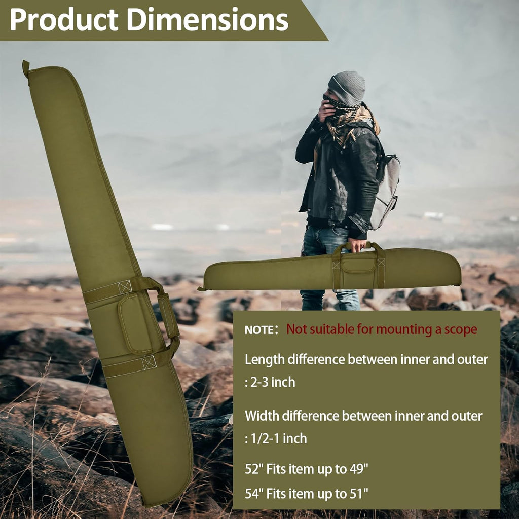 Soft Scoped Rifle Case - 52/54 Inch Padded Tactical Gun Bag for Shotguns | Ideal Hunting Accessory