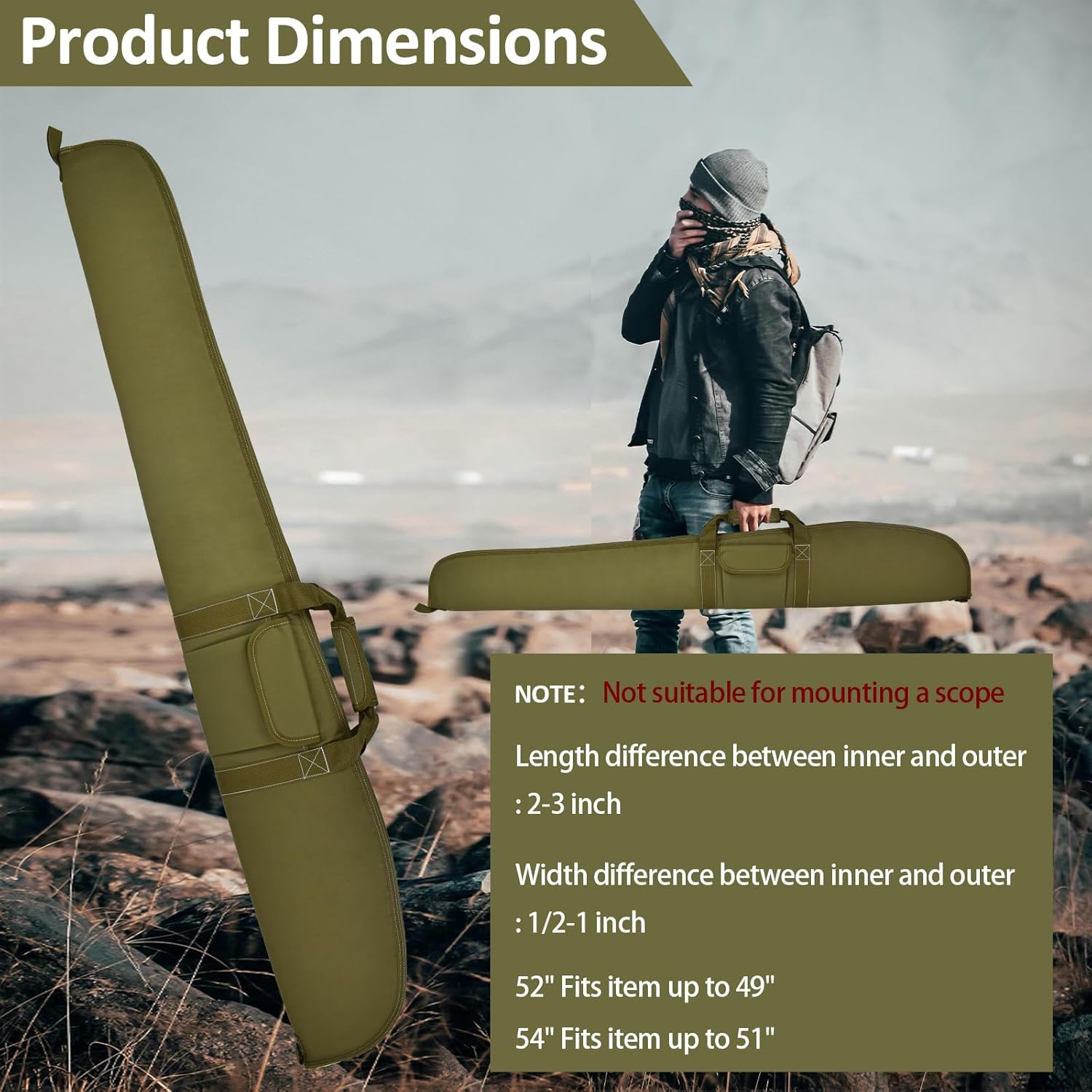Soft Scoped Rifle Case - 52/54 Inch Padded Tactical Gun Bag for Shotguns | Ideal Hunting Accessory