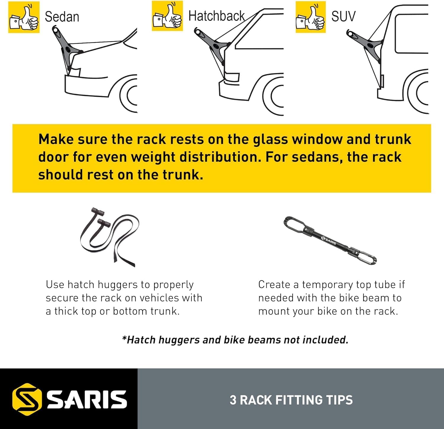 Saris Solo Bike Rack - Lightweight Trunk Mount 1-Bike Carrier for Cars & SUVs - Tool-Free & Compact