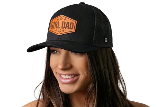 HAKA Girl-Dad Black Trucker Hat – Father Mesh Snapback Cap for Men, Women & Golf, Girl-Dad Design Baseball Dad Hat