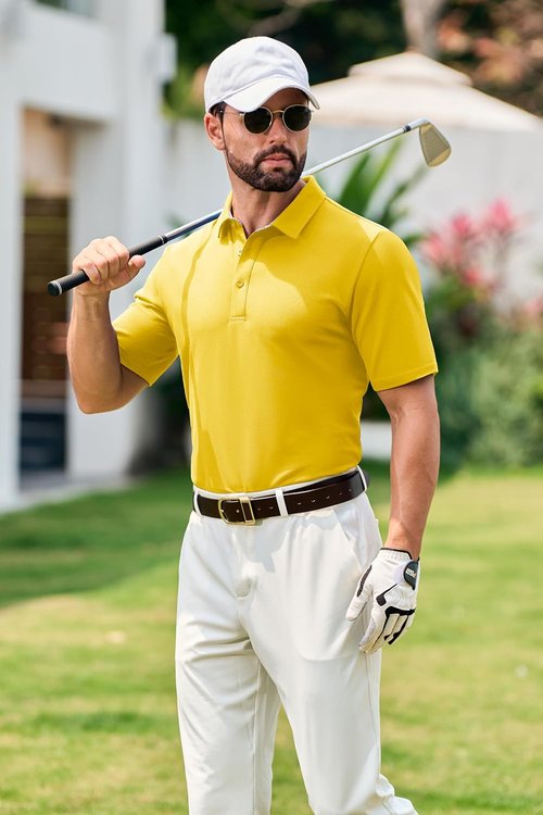 Cotrasen Men's Polo Shirt - Short Sleeve Cotton Pique Golf Tee | Classic Fit Casual Performance
