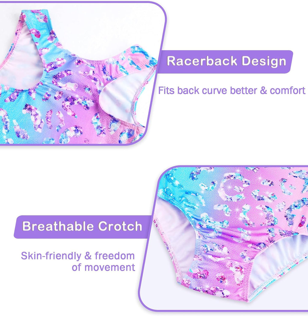 Skiennix Girls Gymnastics Leotard - Breathable & Stretchy Tumbling Outfit for Toddlers & Kids (4T-12Y)