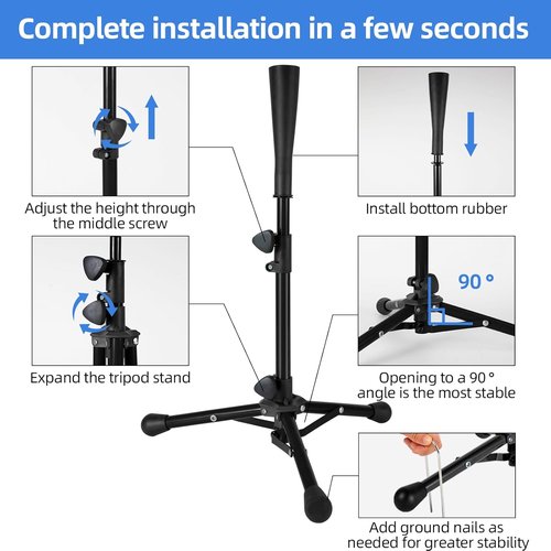Baseball Tee For Kids - Adjustable Batting Tee 20.85 to 31.30 Inches | Foldable & Portable with Bag