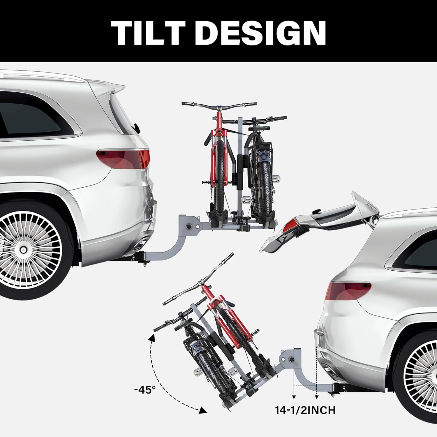 WILDROAD 2-Bike Hitch Rack - Foldable & Wobble-Free Design for Standard, Fat Tire & E-Bikes | 180 lbs Capacity