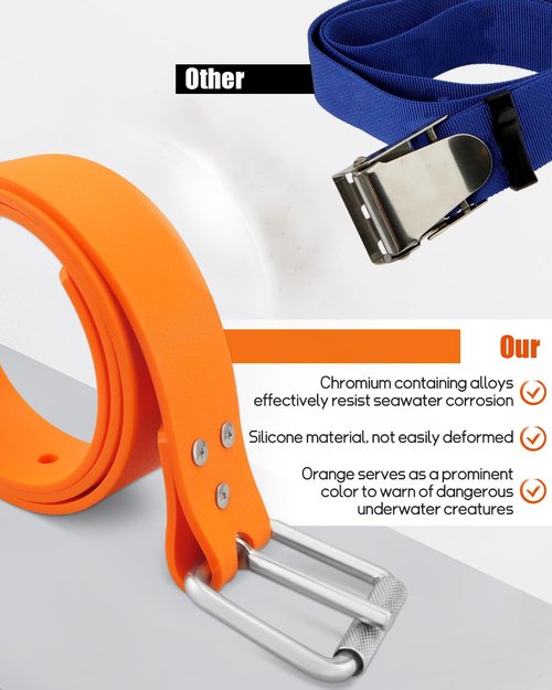 Diving Weight Belt Rubber Weight Belt Fit for Free Diving Spear Fishing Diving Belt 53 Inch, with Quick Release Stainless Steel Buckle