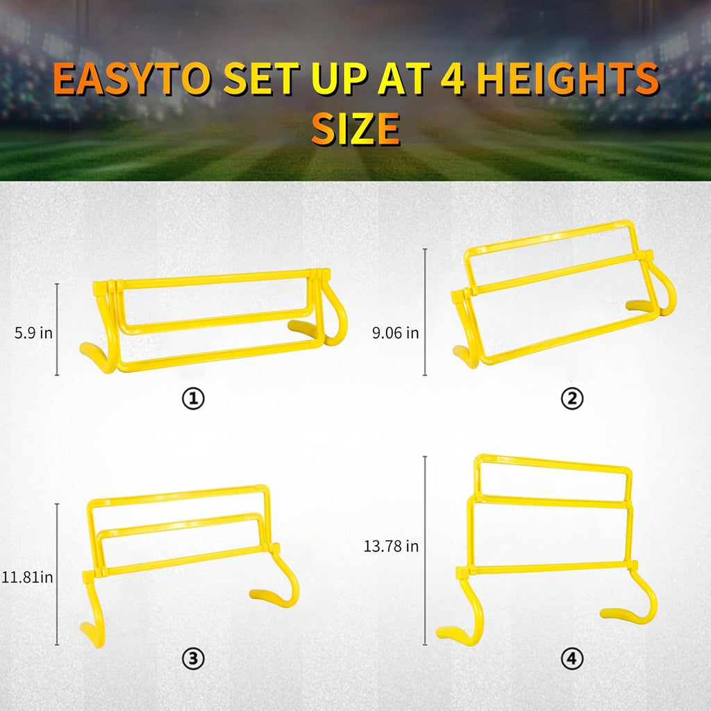 Skiennix Height Adjustable Speed Training Hurdles - Enhance Agility & Fitness | 4 Pack