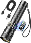 Skiennix Rechargeable LED Flashlight - High Lumens Bright EDC with Digital Power Display | USB-C Charging for Home & Outdoor Use