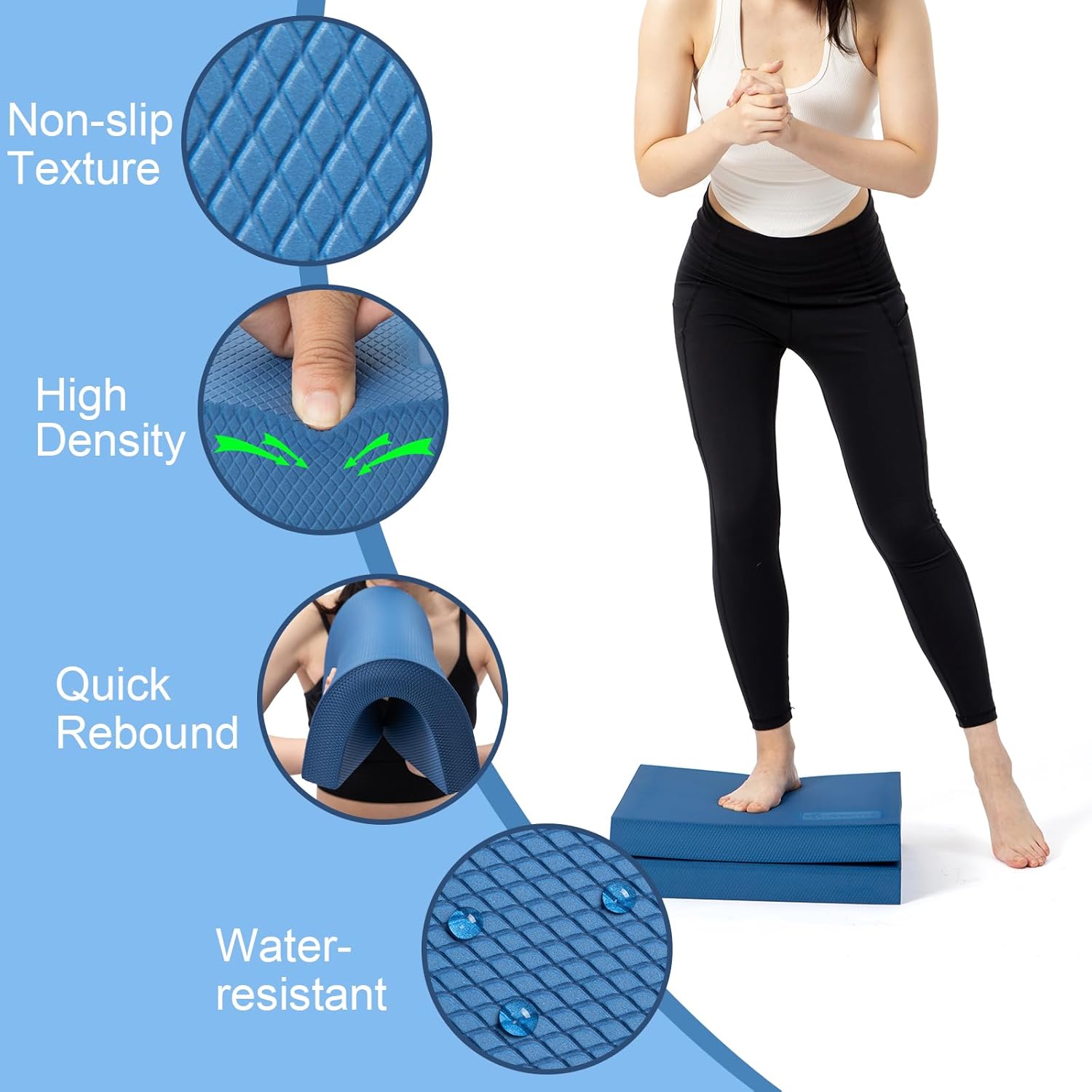 StrongTek Foam Exercise Balance Pad - Non-Slip, Water-Resistant, 15.8" x 13" x 2" for Yoga & Therapy