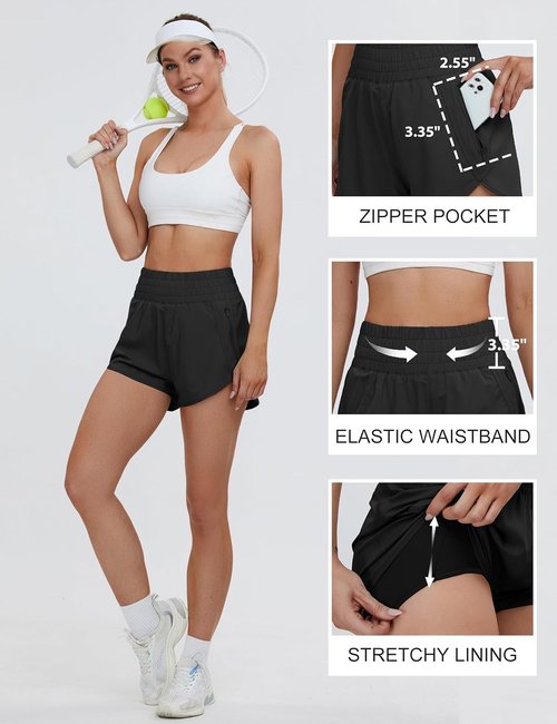 BMJL Women's Running Shorts - High Waisted, Quick Dry Athletic Shorts with Pockets | 2.5" Length