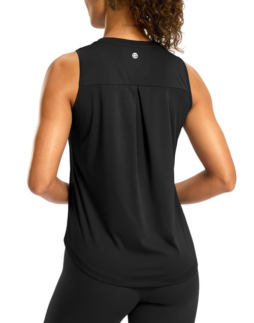 G Gradual Workout Tank Top for Women Sleeveless Athletic Yoga Tops High Neck Quick Dry Running Tennis Sports Shirts for Women(Black,S)