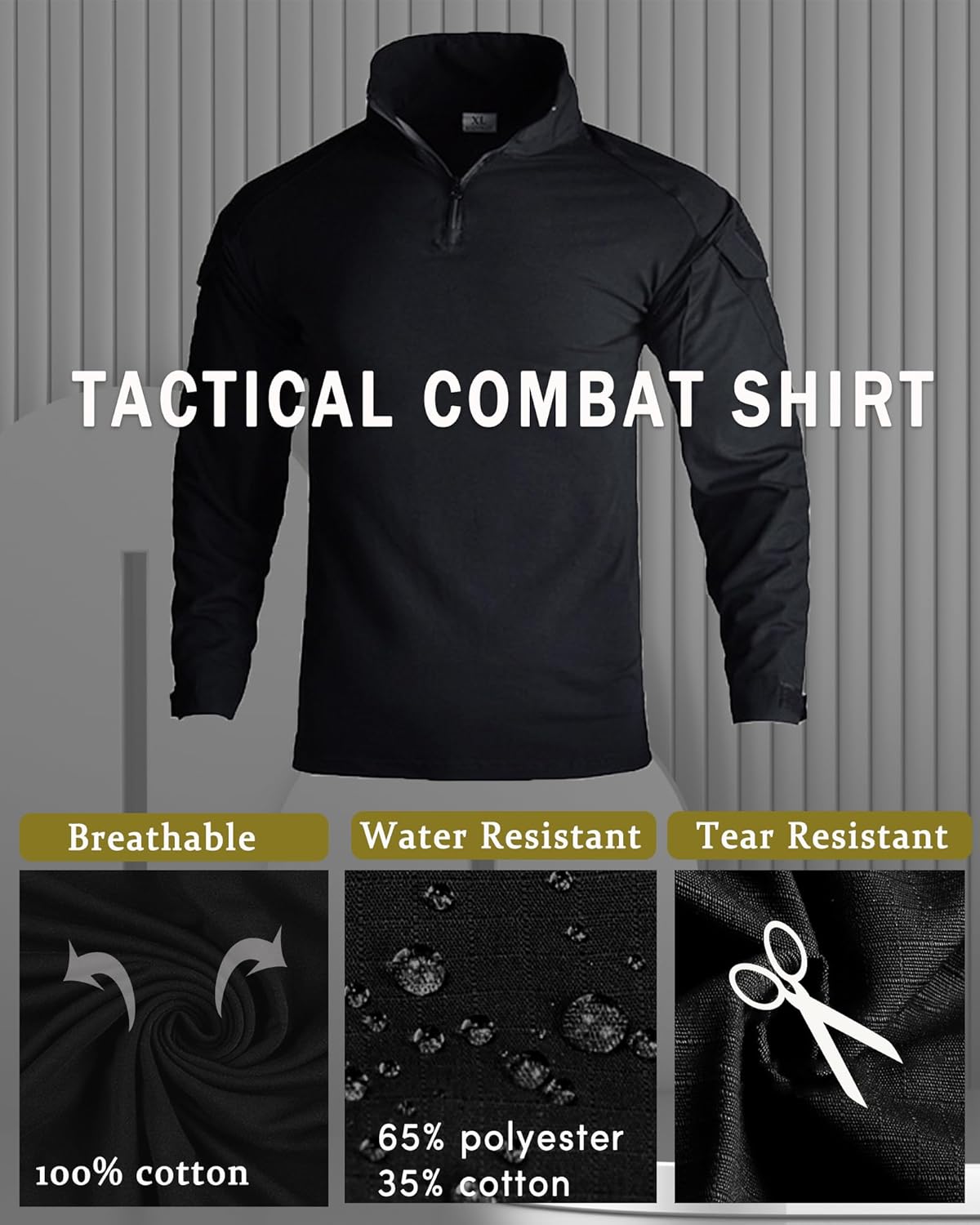 Skiennix Men's Camo Tactical Combat Shirt - Lightweight Long Sleeve Military BDU Top | Ideal for Paintball & Airsoft