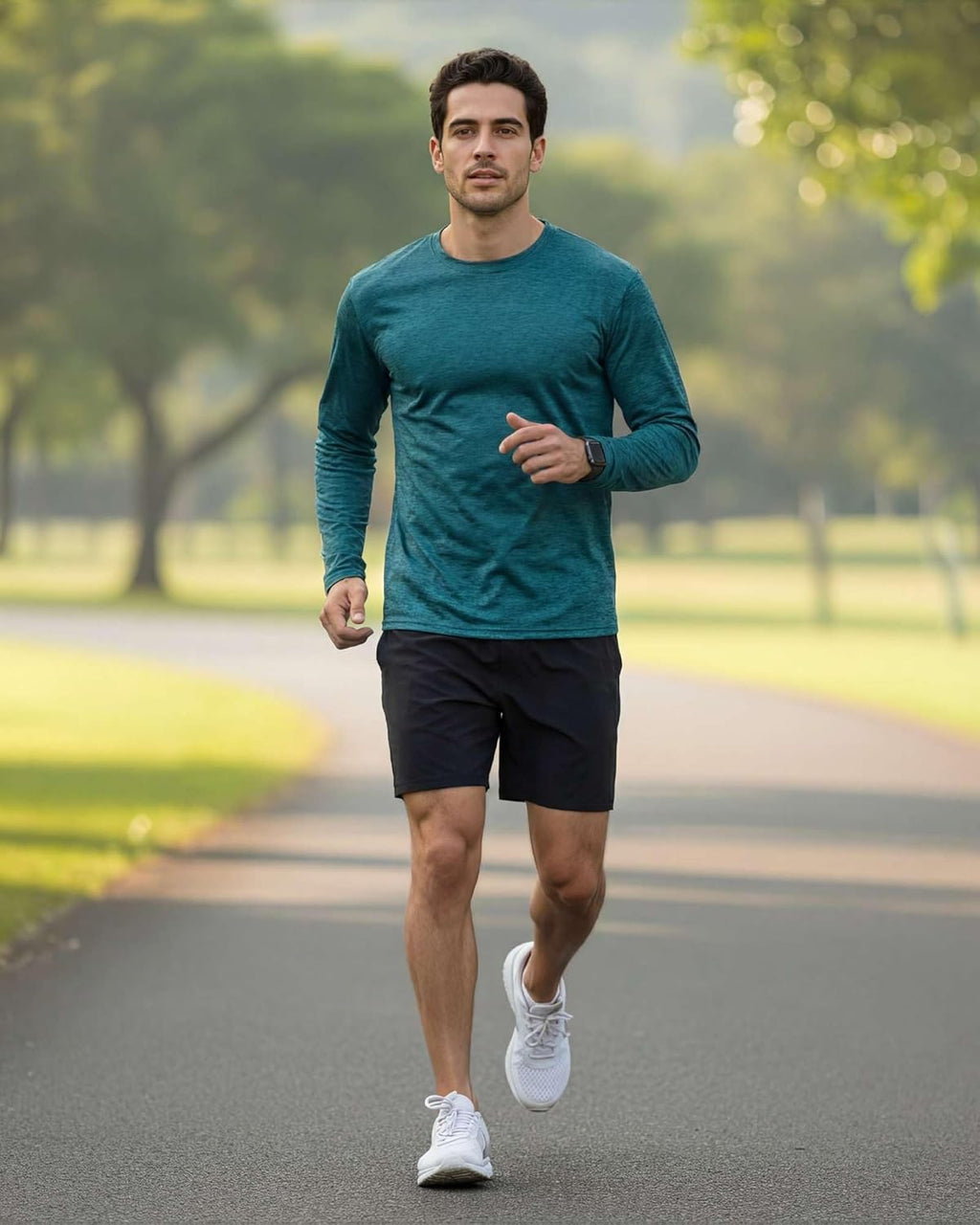 Real Essentials Men's Long Sleeve Dry Fit T-Shirts - UPF 50 Wicking Workout & Hiking Tees | 4 Pack
