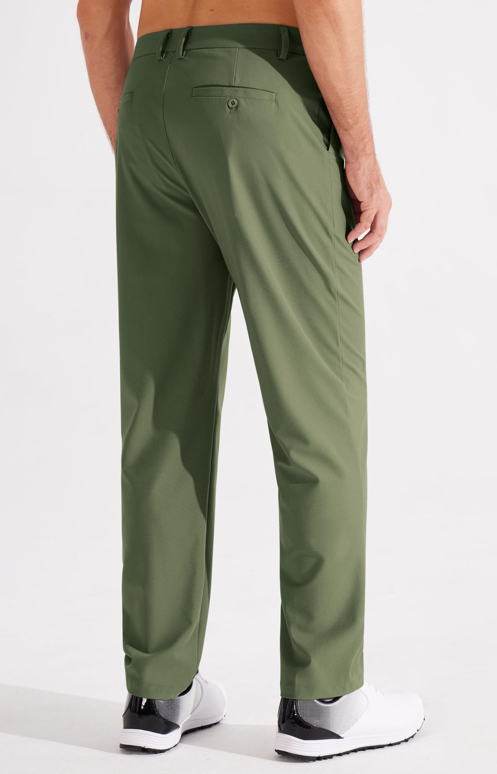 Libin Mens Golf Pants Stretch Work Dress Pants 29" Lightweight Business Casual Pants for Men Classic Fit Comfy Trousers Office Lounge with Pockets, Army Green, 32W x 29L