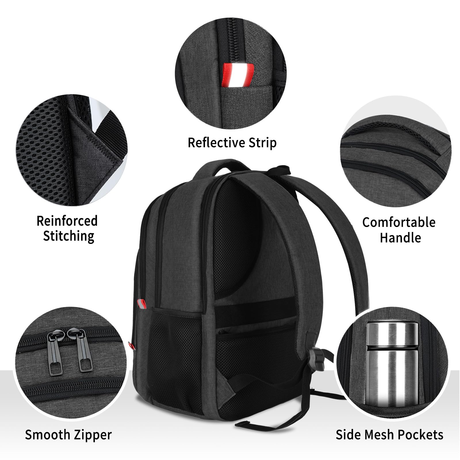 Skaypibs Backpack for Men,School Backpack for boys teens,Travel laptop backpack with Reinforced Straps,Water Resistant business Work college bookbag,book bag Fits 15.6 Inch,Black Back Pack