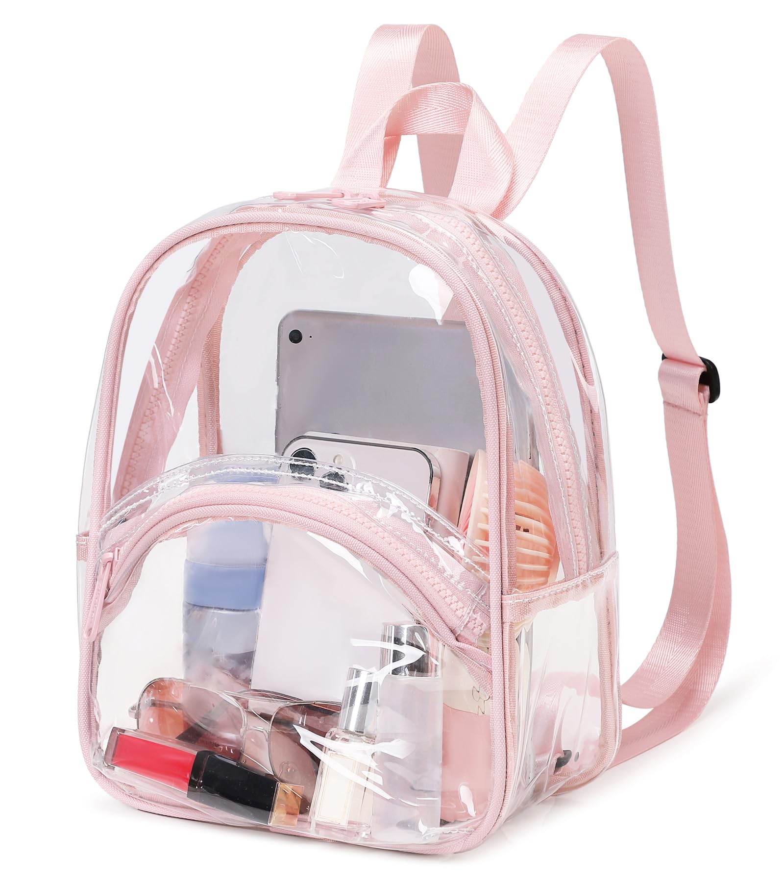 abshoo Clear Bag for Stadium Events Approved Clear Mini Backpack Transparent Bags for Women Concert Festivals Sport Event (Light Pink)
