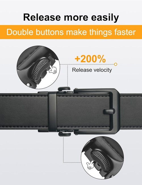 JUKMO Leather Ratchet Belt for Men - 1.5" (38mm) Adjustable Style in Gift Box