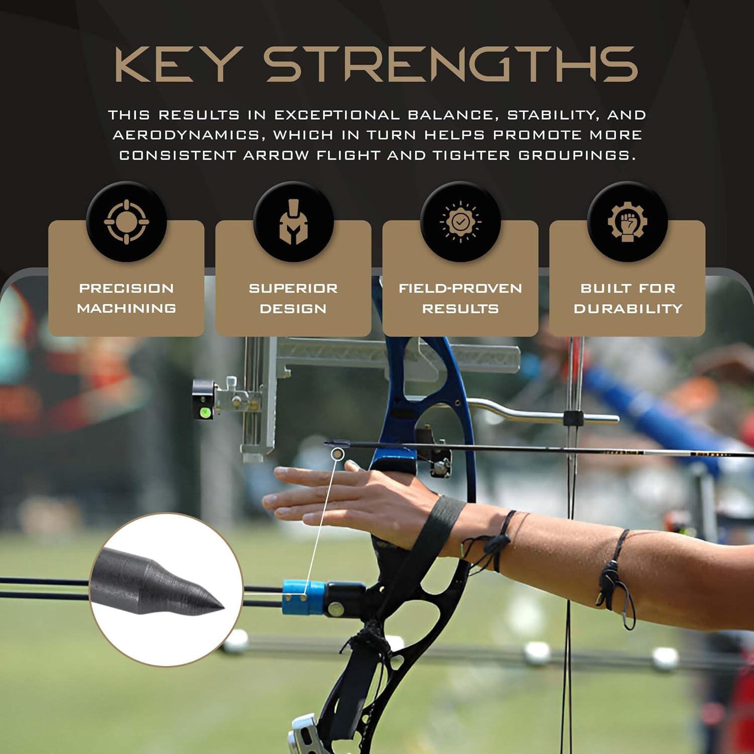 VPA 6 Pack Field Points - Durable Screw-In Points for Compound, Crossbow & Traditional Bows
