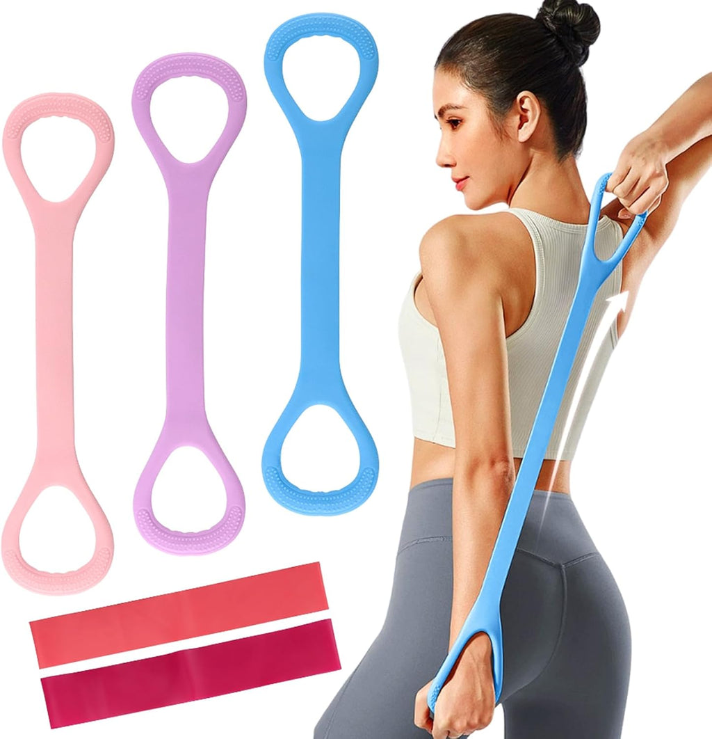 Skiennix Figure 8 Resistance Bands - 3-Piece Elastic Workout Set for Women | Perfect for Yoga & Stretching