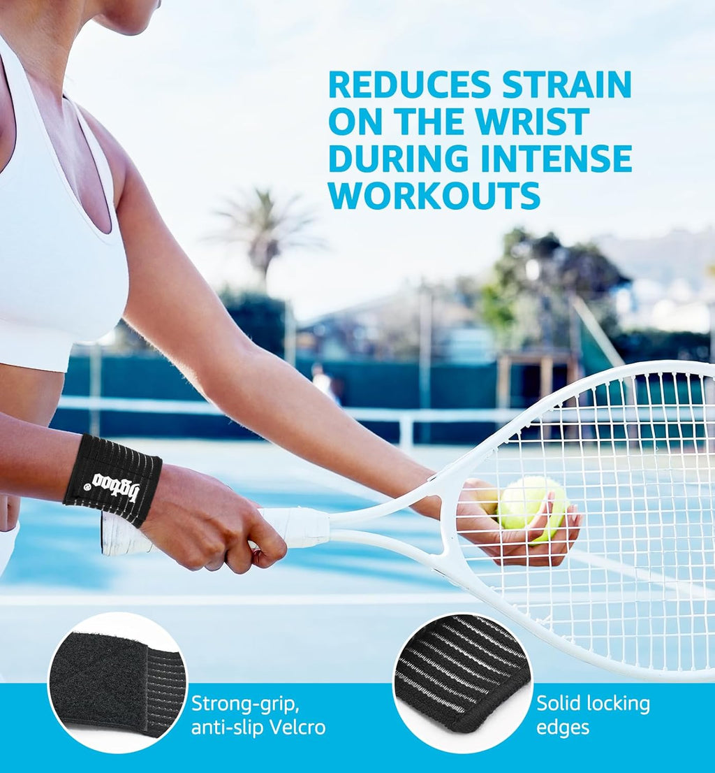 Skiennix Compression Wrist Bands - High-Elastic Straps for Sports & Weightlifting | 2 PCS, Breathable Black Fabric