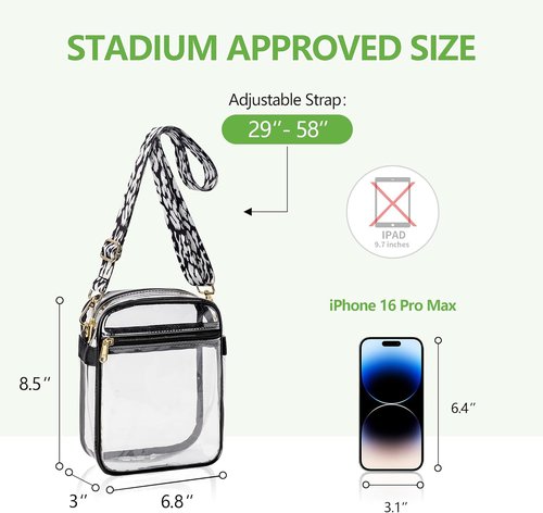 MAY TREE Clear Purse - Stadium Approved Handbag with Adjustable Strap for Events & Concerts
