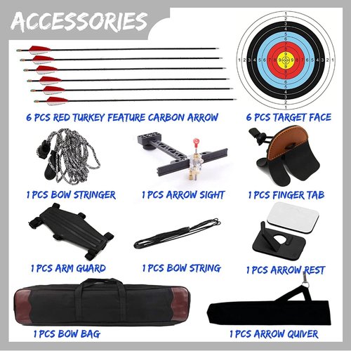 DEERACE Takedown Recurve Bow Set - Classic Wooden Bow for Adults & Youth | 48" to 70" Sizes