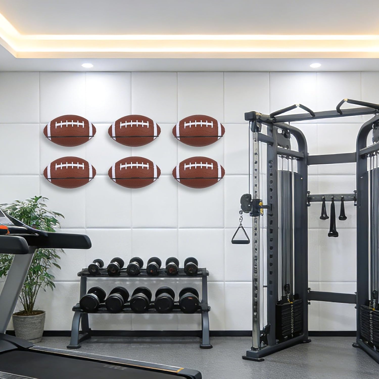 Skiennix Football Wall Mounts - 6-Piece Metal Display Stand for Sports Balls | Perfect for Home Gym & Man Cave Decor