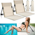 Karenhi 2 Pcs Foldable Poolside Chairs Portable Beach Chair Folding Poolside Chairs for Edge of Pool for Adults Traveling Camping Picnic Lawn Accessories (Light Beige)