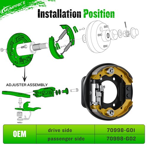 MUMPPRCE EZGO Golf Cart Brake Assembly, Rear Brake Kit fit EZGO 1996-UP TXT PDS/Medalist, YAMAHA G14 G16 G19 G20 G21 G22, Golf Cart Brake Cluster Includes Brake Shoes, OEM# 70998-G01 70998-G02