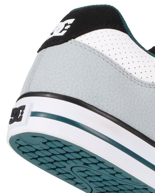DC Men's Pure Skate Shoe, White/Black/Teal, 18